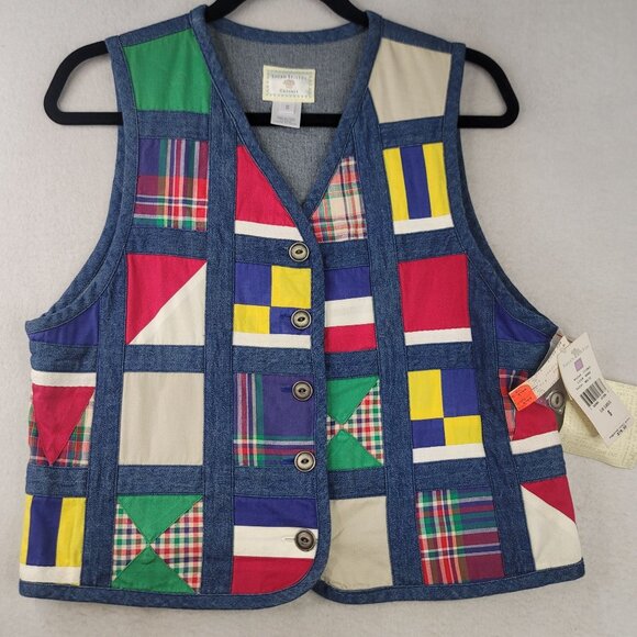 Susan Bristol Jackets & Blazers - Vintage 90s Susan Bristol Patchwork Denim Vest S Multi Deadstock Retro Country